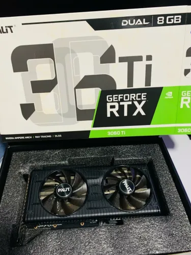 Placa de Vídeo RTX 3060 Ti Palit Dual 8GB Original com Caixa e NF