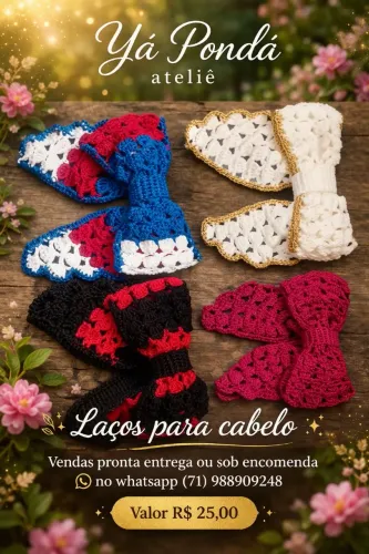 Laços de crochê para cabelo 