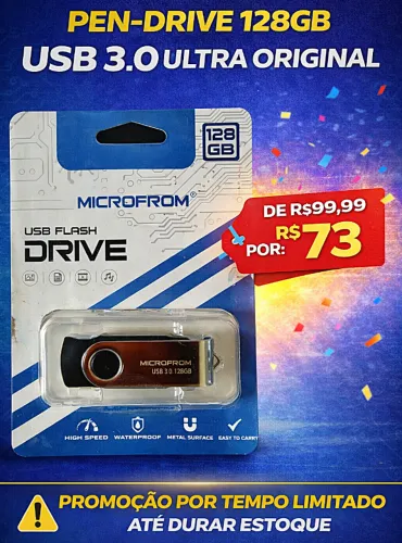 PEN-DRIVE 128GB USB 3.0 ORIGINAL - ENTREGA GRÁTIS