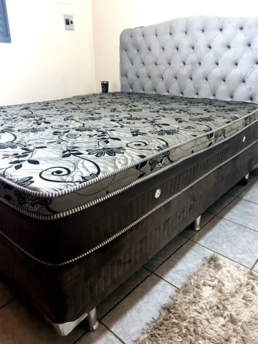 Cama Box Queen Completa + Colchão Kenko Energy Euro Pillow