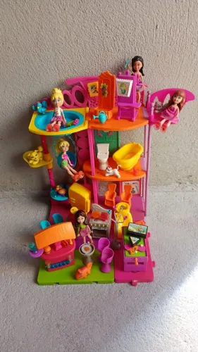 Casa cola e descola Polly pocket completa