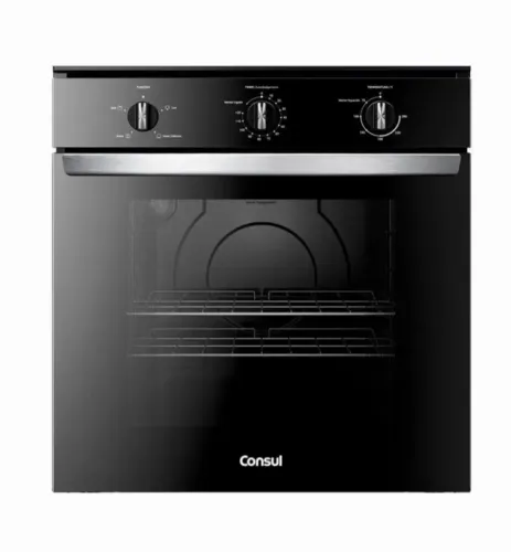 Forno à Gás de Embutir 84 Litros Consul - Inox/Preto COA84BR novo na caixa