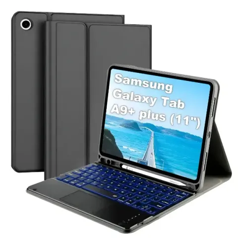 Capa + Teclado Bluetooth Iluminado RGB Case para Samsung Galaxy Tab A9+ Plus 11 Polegadas