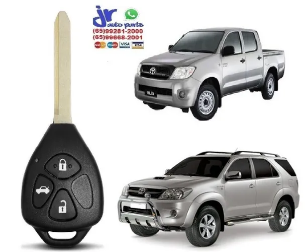 Chave Toyota Hilux 2003 a 2008 3 Botões Com Lâmina Modelo Original Convencional Preta