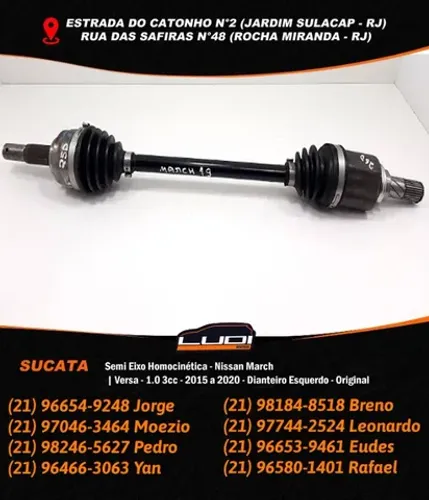 Semi-eixo homocinética  dianteiro esquerdo Nissan March Versa 1.0 3cc 2015 a 2020 Original