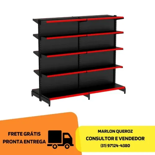 Gondola de Aço Central 30x40 Preta Polar