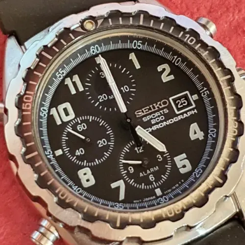 Relogio de pulso Vintage Seiko 7t32-7d19 Sports 200 Chronograph/Alarm Quartz  - 1990