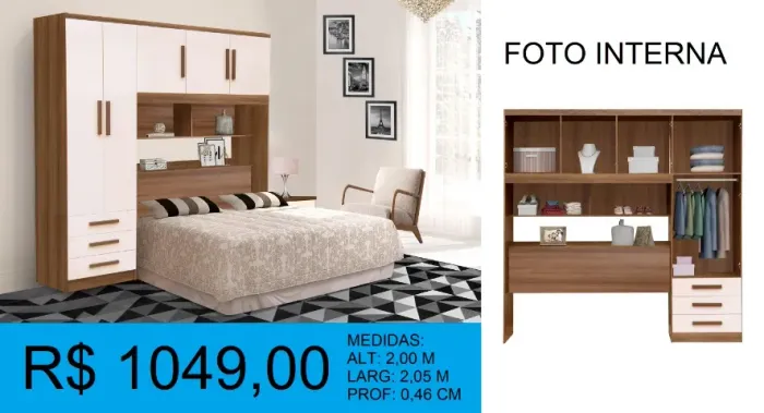 Roupeiro de embutir cama de casal - Entrega e montagem gratis