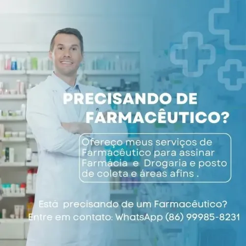 Farmacêutico :Estou disponível para assinar Farmácia, posto de coleta , laboratório.