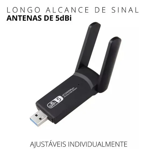 Adaptador Usb Wireless 2 Antenas Dual Band Ac1200 5ghz