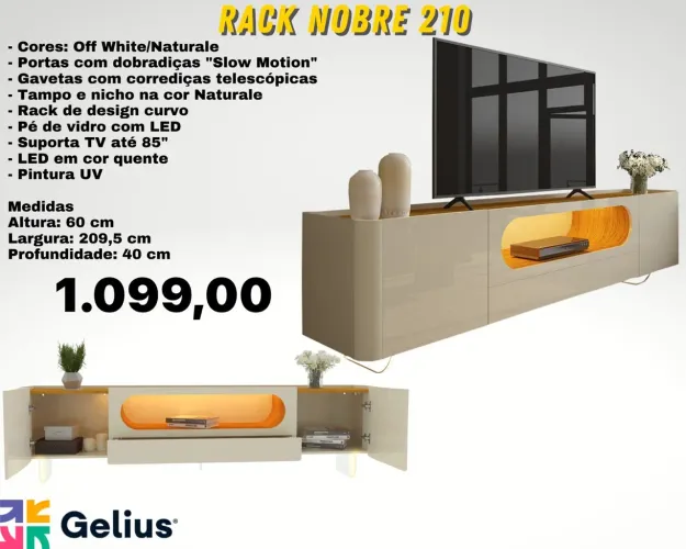 Rack nobre com luminária em led 2.10 - FRETE GRÁTIS