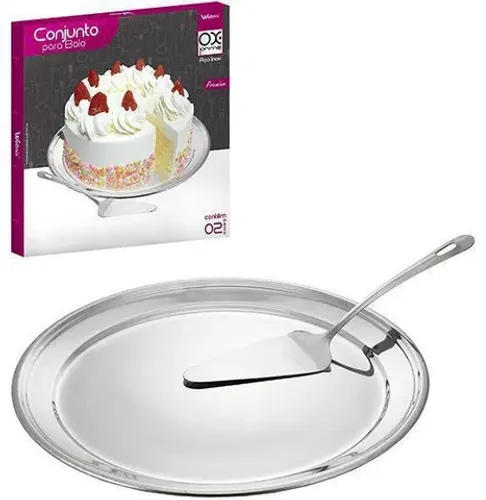 Prato P/bolo 31cm C/espatula Inox Wx5622