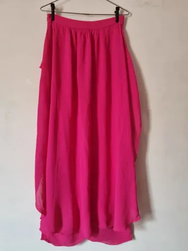 Calça Saia longa rosa pink em tecido leve