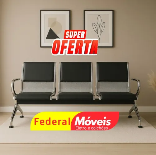 Cadeira de Espera 3 Lugares - Longarina de qualidade para escritório!