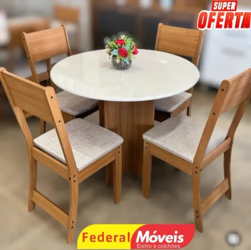 Conjunto de Mesa com 4 Cadeiras - Novo! beleza e Funcionalidade