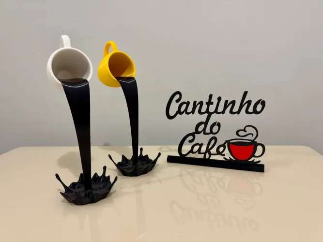 Kit Decoração Cantinho do Café - Xícara Flutuante + Letreiro
