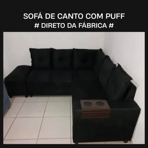 Oferta Sofá de Canto com Puff Novo Varias Cores