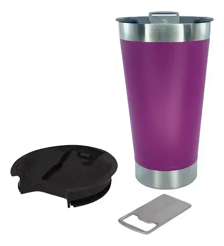 Copo Térmico Com Tampa E Abridor Aço Inox 473 Ml