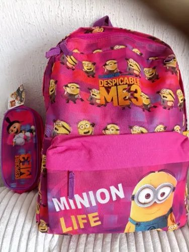 R$79.99 kit mochila infantil escolar minion + estojo escolar infantil minion novo