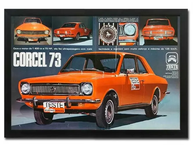 Ford Corcel 1973, 1975 ou 1977 - Quadro decorativo com matéria original de revista
