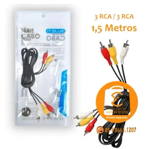 Cabo 3 Rca X 3 Rca Áudio Vídeo 1,5m LE-5502