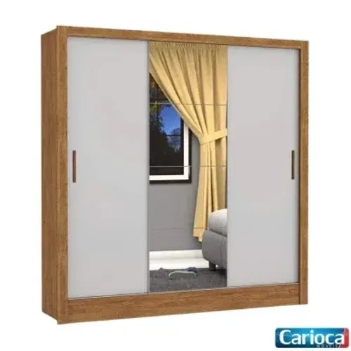Roupeiro Dubai Branco 3 Portas C/ 1 Espelho rf97
