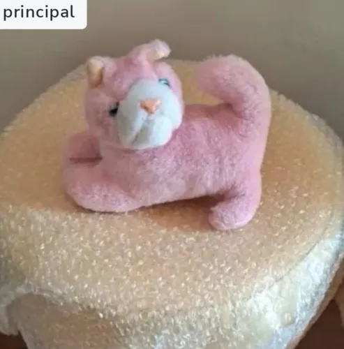 Bicho de Pelúcia, gatinha cor de rosa com branco
