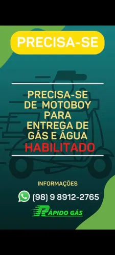 Vaga para motoqueiro, entrega de gás e água 