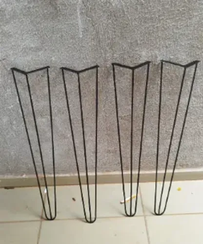 4 Pé De Ferro Para Mesa 80cm Industrial Reforçados Design