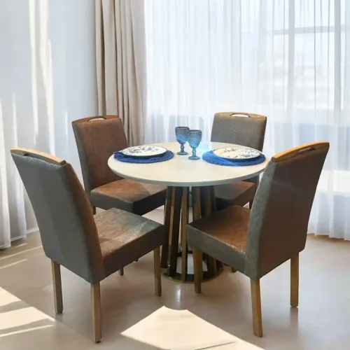 Mesa de Jantar Redonda com 4 Cadeiras Mônaco tt43