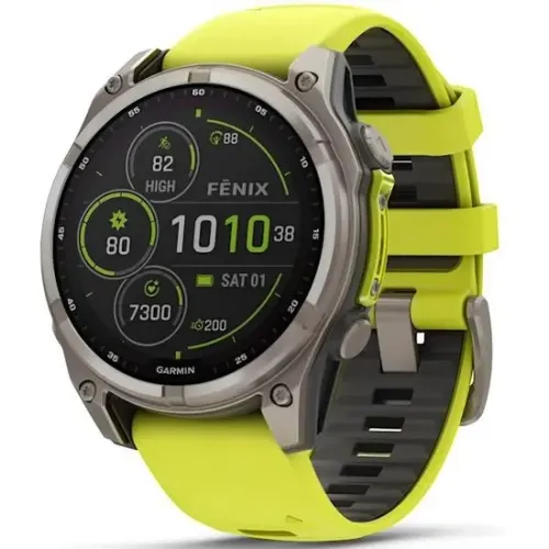 Relogio Smartwatch Garmin Fenix 8 Sapphire Solar - Yellow Titanium