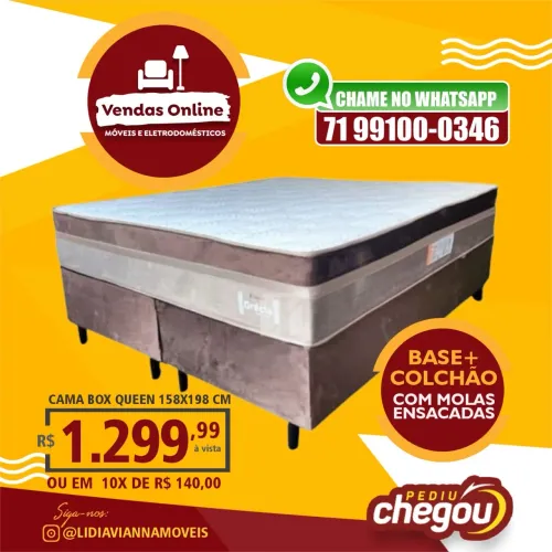 Cama box casal Queen com molas ensacadas frete gratis entrego hoje R$ 1.299,99 a vista