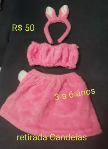 Fantasia coelhinha rosa infantil pelúcia