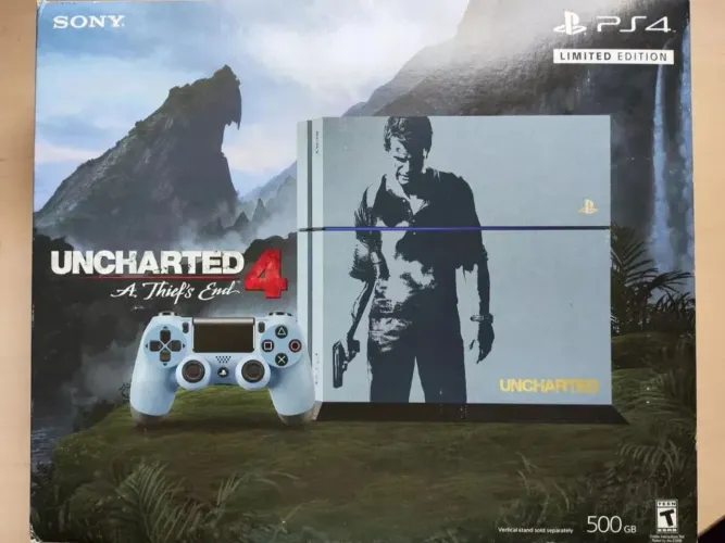 PS4 EDIÇÃO ESPECIAL LIMITADA UNCHARTED 500GB controle original edição caixa repro madeira