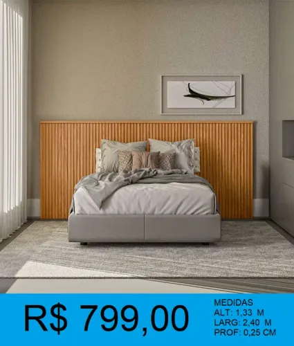 Cabeceira ripada pega toda a parede 2,40 largura - Entrega e montagem gratis