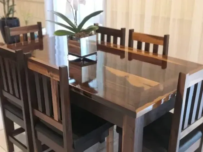 Mesa Madeira De Demolição Acabamento Brilhoso 170x90cm