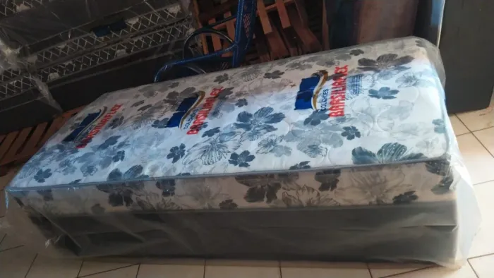 Cama box solteiro espuma dupla selada