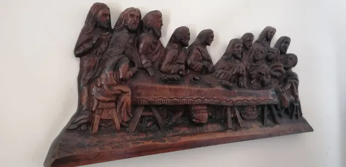 Escultura magnifica Santa Ceia Madeira Maciça