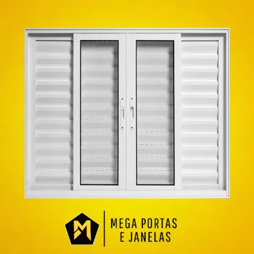 Veneziana Seis Folhas Alumínio Branco - Linha 25 (Completa)