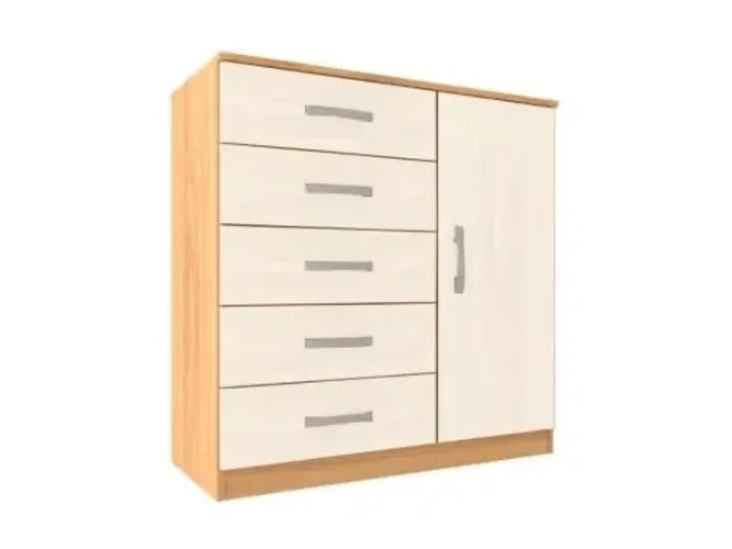 Cômoda 5 gavetas com 1 porta - Amadeirado l76