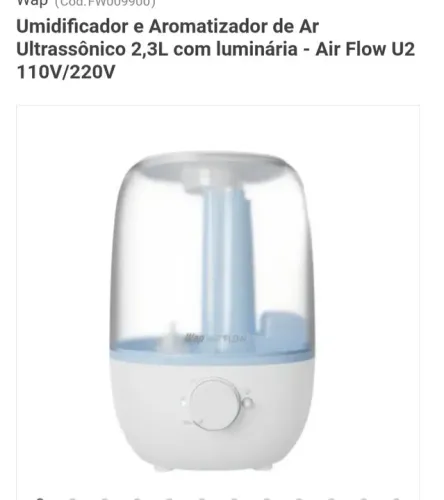 Umidificador Wap Air flow com luminária led bivolt 