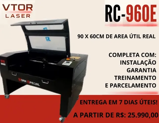 Máquina de corte a laser 90x60cm 80w nova e compacta.