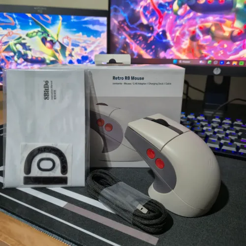 Mouse 8BitDo Retro R8 N Edition - Com Dock de Carregamento