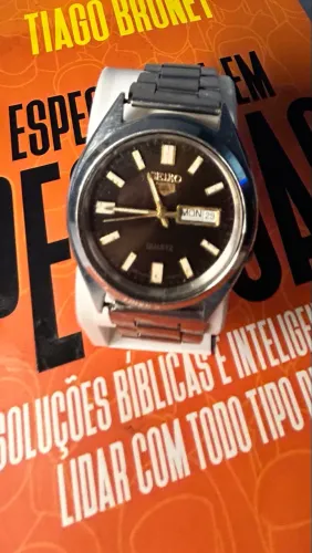 Seiko Vintage Quartz Masculino Aço Dia Data Colecionável