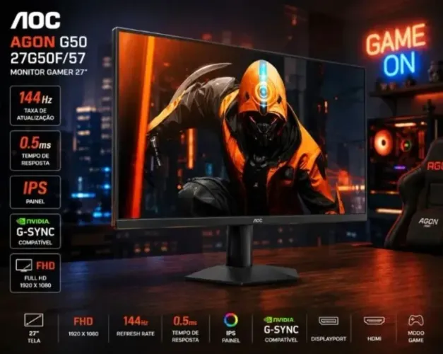Monitor Gamer AOC AGON G50 27" 144Hz 0,5ms IPS