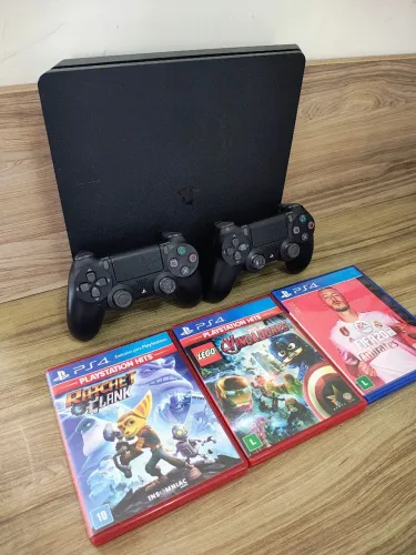 PS4 Slim 1 TB ( Melhor Versão) + Jogos e Controles Originais 