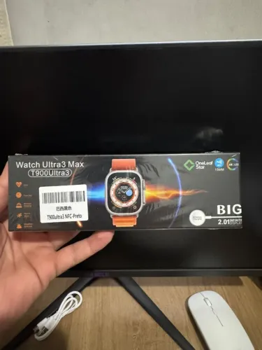 Smartwatch T900 Preto - Relógio Inteligente com Bluetooth, Chamadas e Monitor de Saúde