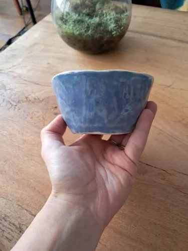 Tigelinha em cerâmica esmaltada azul alta temperatura artesanal