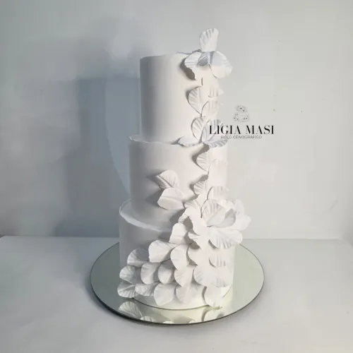 Bolo Fake Cenográfico Casamento Pétalas 3 Andares