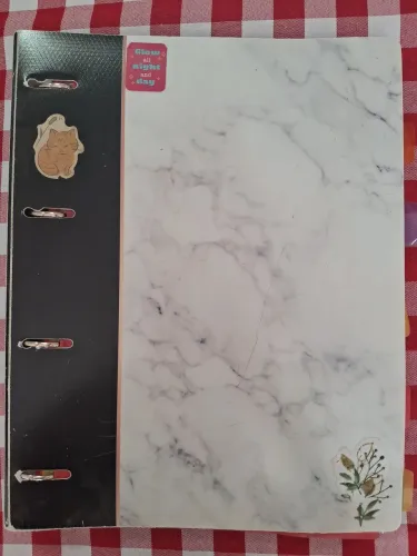 Fichário marmorizado branco 8 materiais 